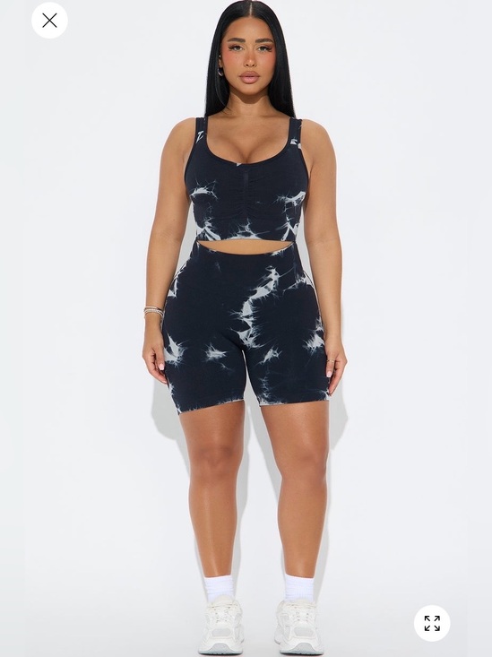 Fashion Nova Pants - Tie-Dye Black High-Waist Biker Seamless Short Set -M/L